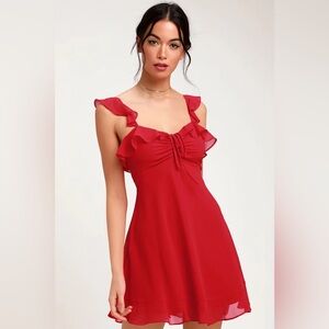Lulu’s At the Fairgrounds Red Ruffled Mini Dress